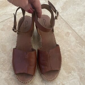 Clarks Tan Leather Espadrilles